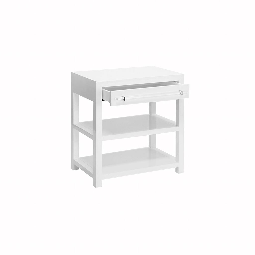 Garbo White Lacquer Side Table by Worlds Away