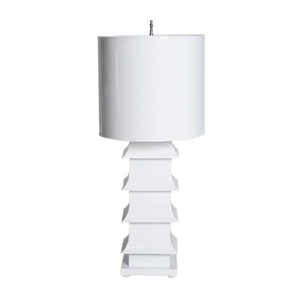 Large White Pagoda Table Lamp by Worlds Away