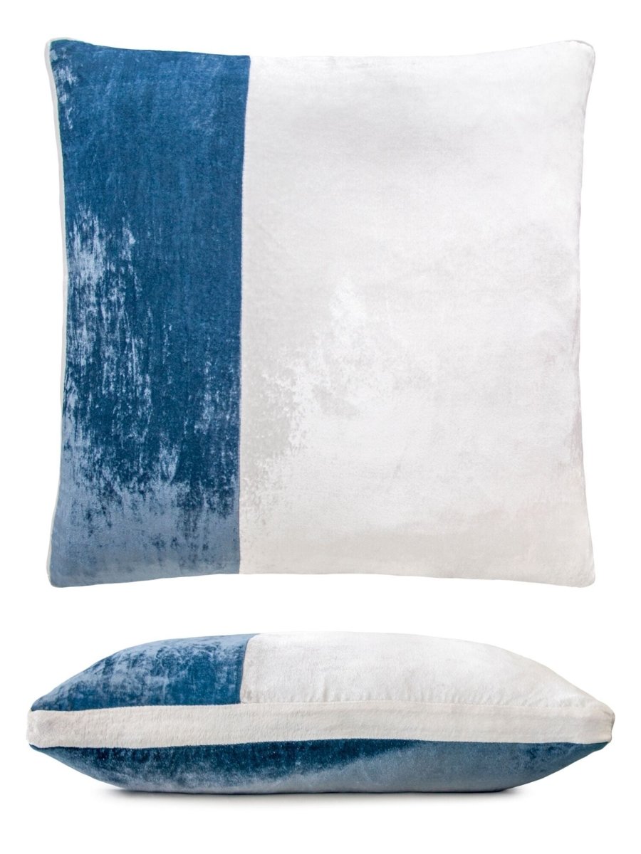 Denim Velvet Color Block Pillow by Kevin O'Brien Studio