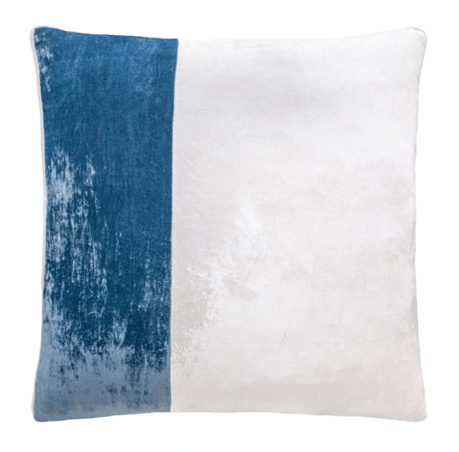 Denim Velvet Color Block Pillow by Kevin O'Brien Studio