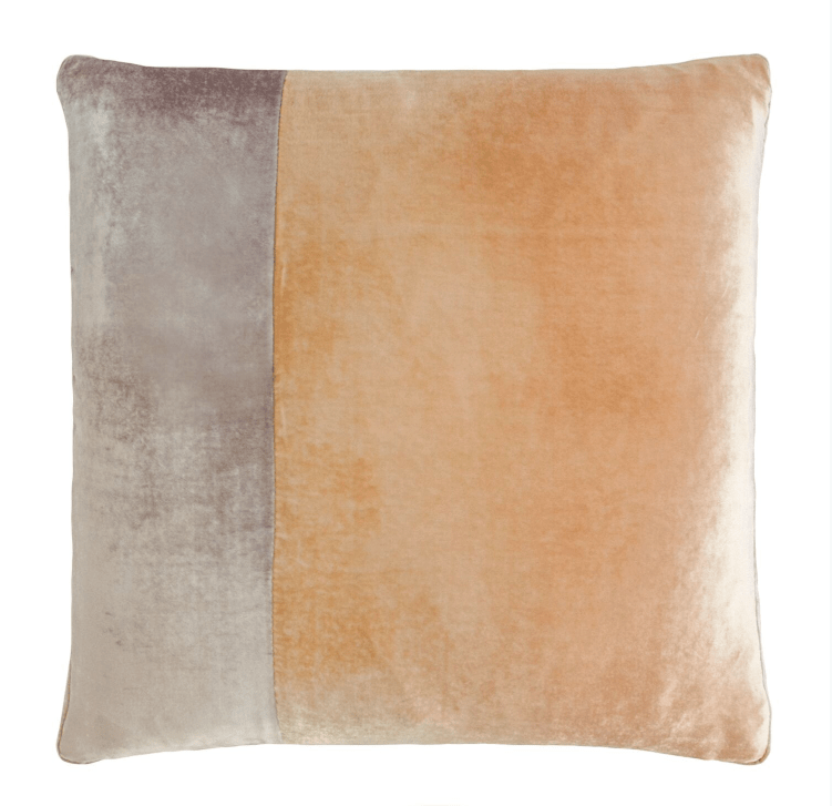 Mango Velvet Color Block Pillow by Kevin O'Brien Studio