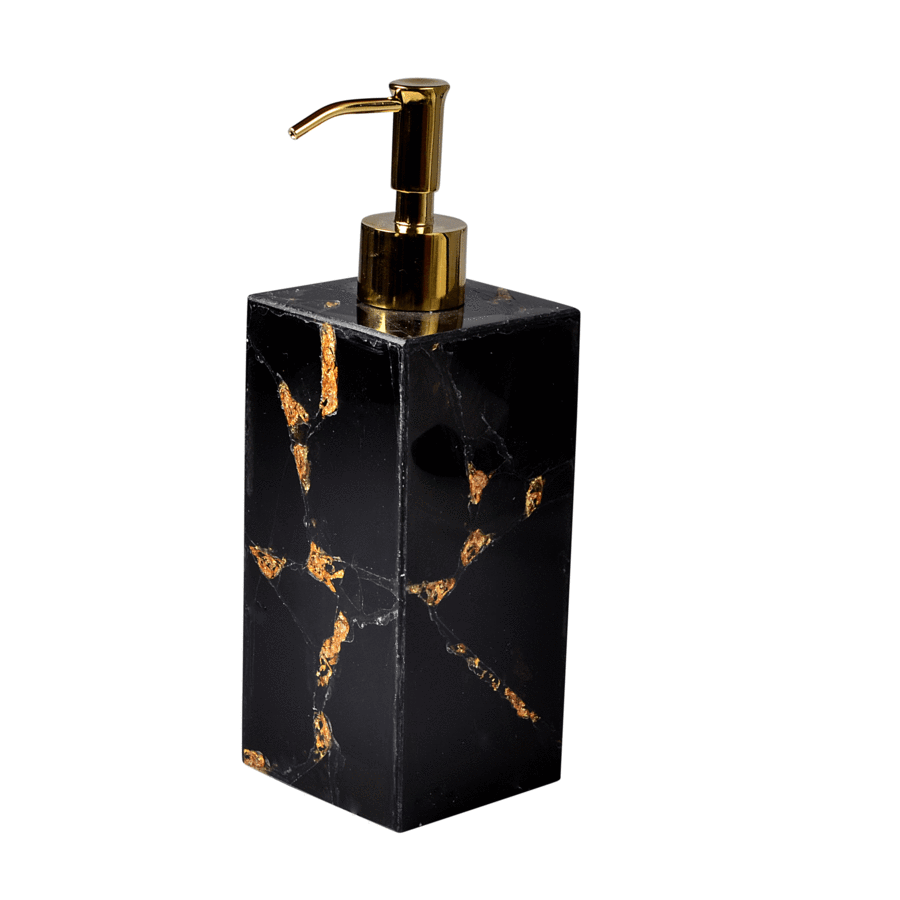 Taj Obsidian & Gold Foil Bath Accessories by Mike + Ally