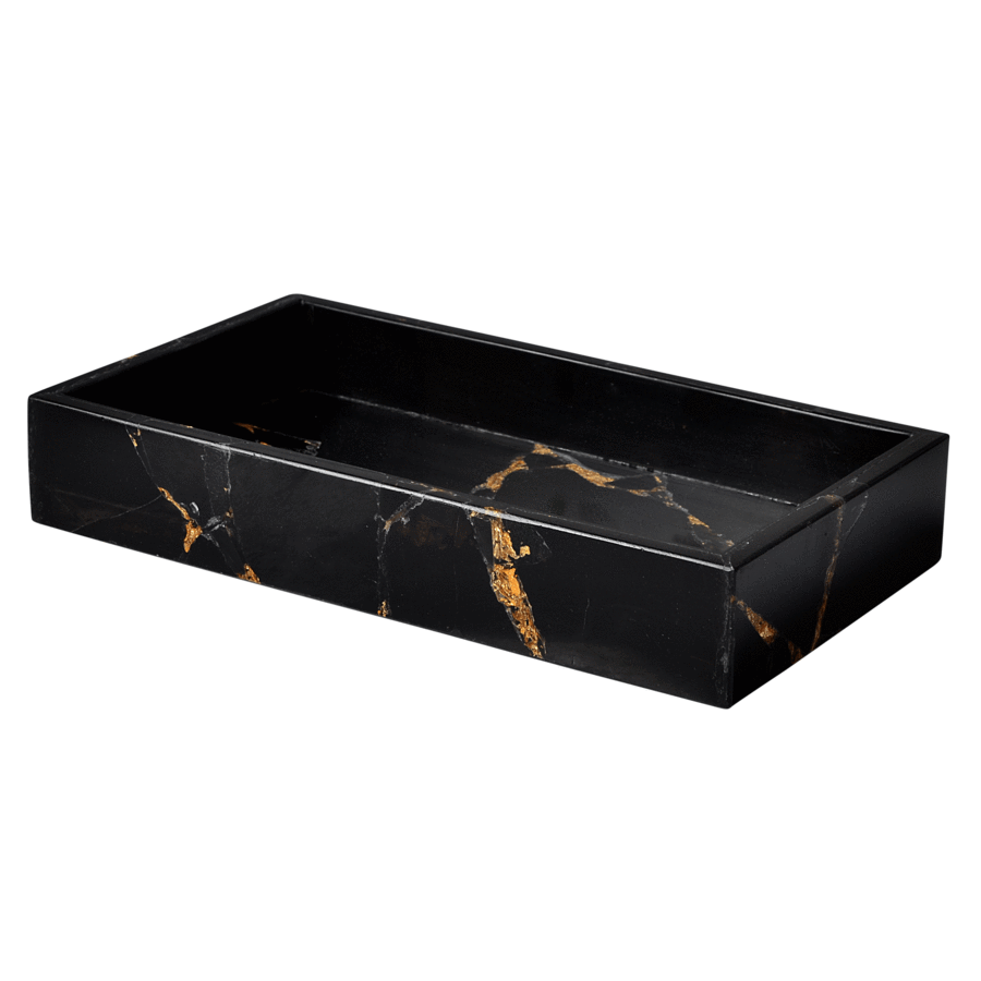 Taj Obsidian & Gold Foil Bath Accessories by Mike + Ally