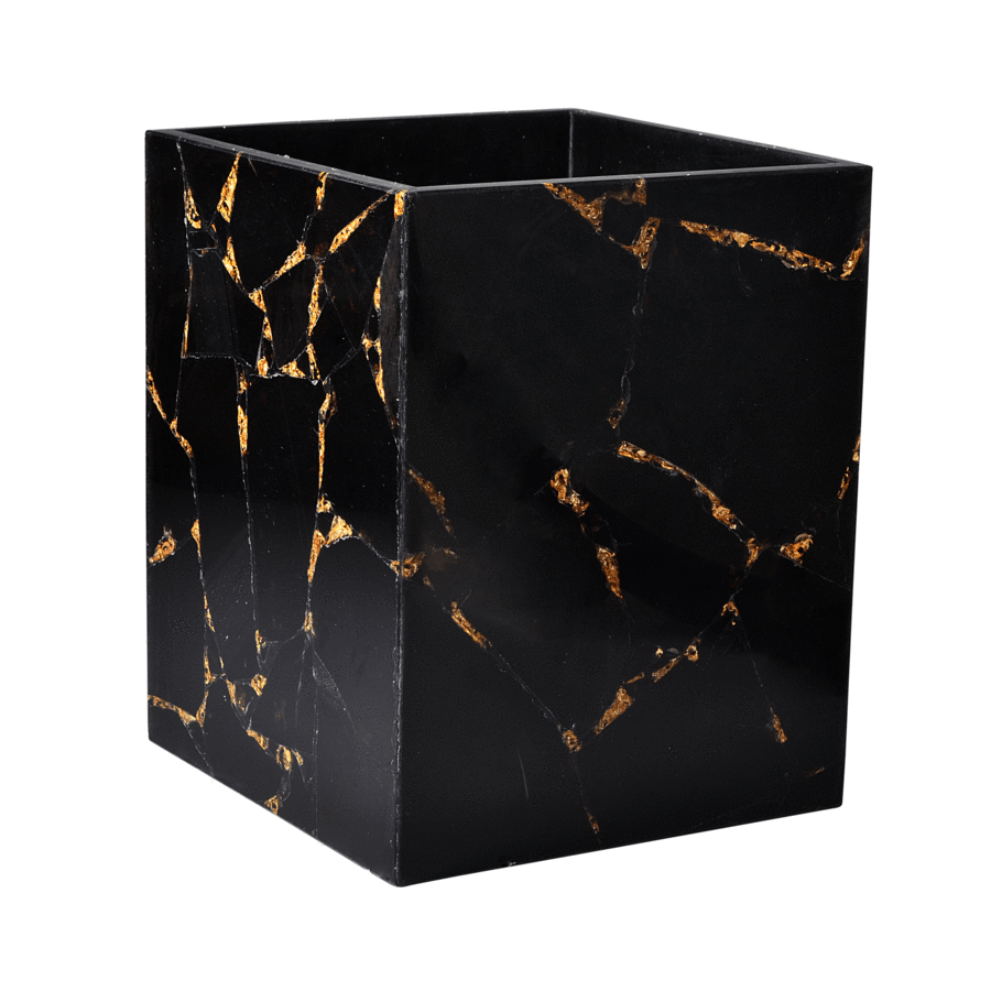 Taj Obsidian & Gold Foil Bath Accessories by Mike + Ally