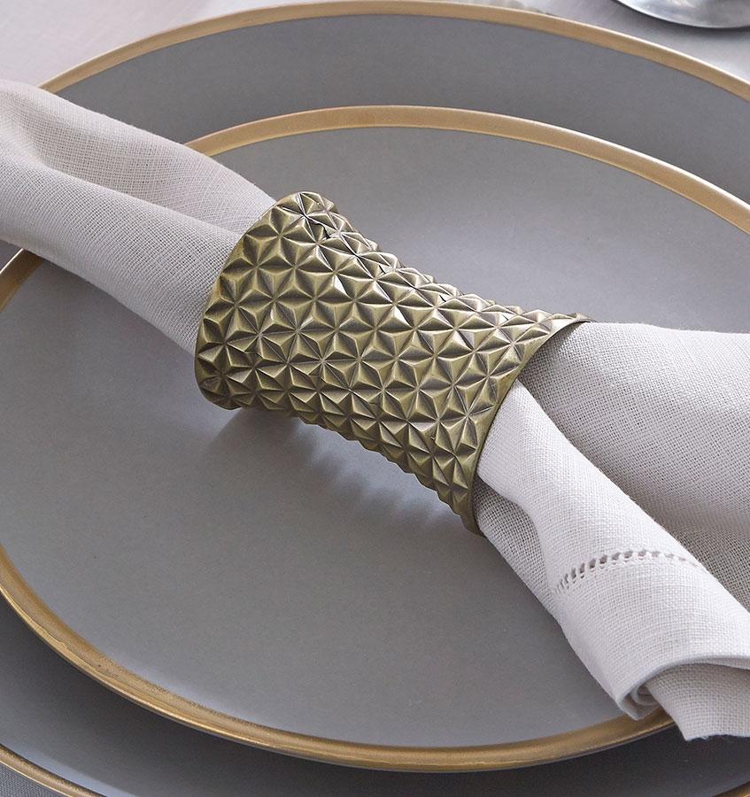 Facet Gold Napkin Rings by Sferra
