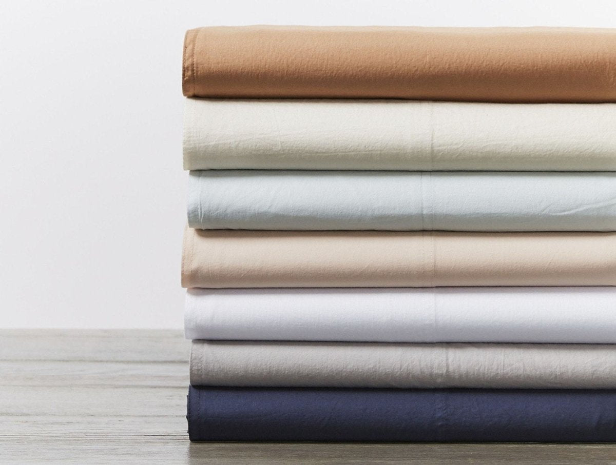 Pewter Organic Crinkled Percale Sheet Sets by Coyuchi