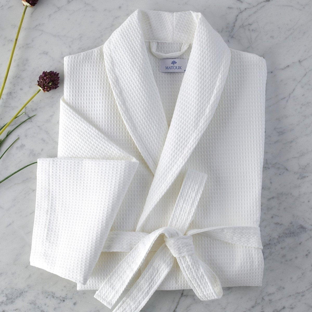 White Waffle Weave Matouk Robe