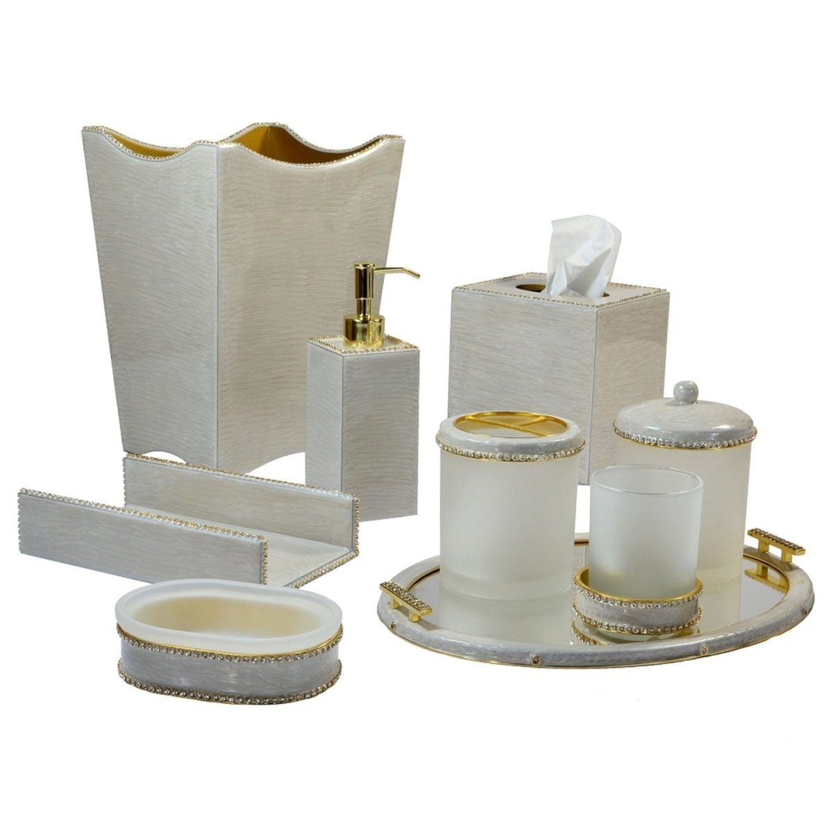 Audrey Bath Accessories w. Gold Trim by Mike + Ally