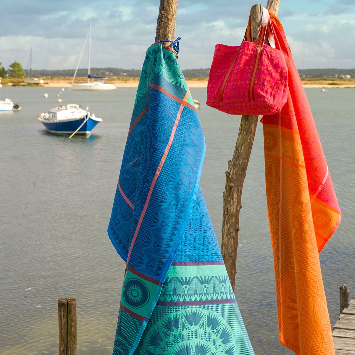 Holi Sapphire Beach Towel by Le Jacquard Français