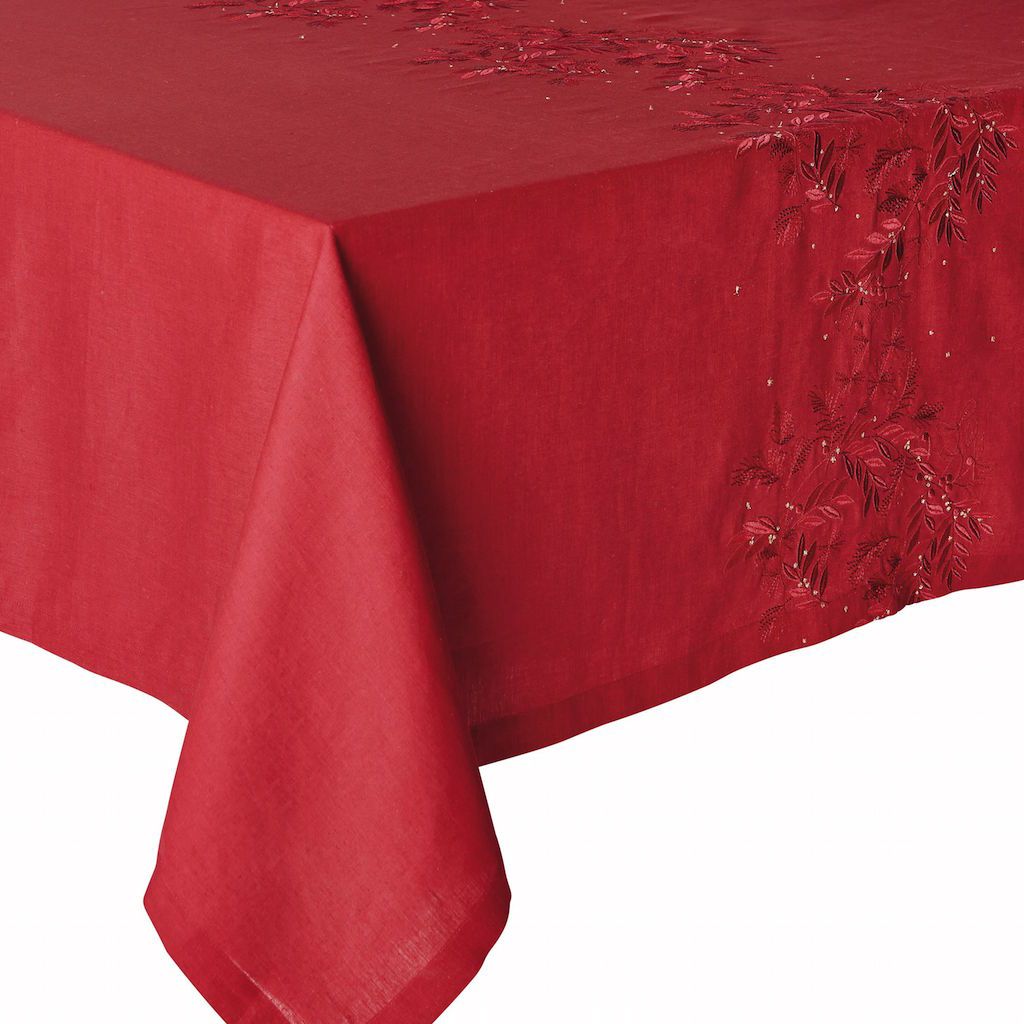 Saisons Cranberry Tablecloth by Alexandre Turpault