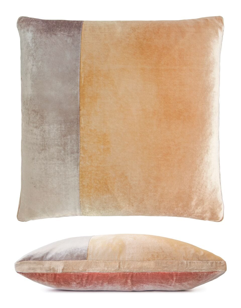Mango Velvet Color Block Pillow by Kevin O'Brien Studio