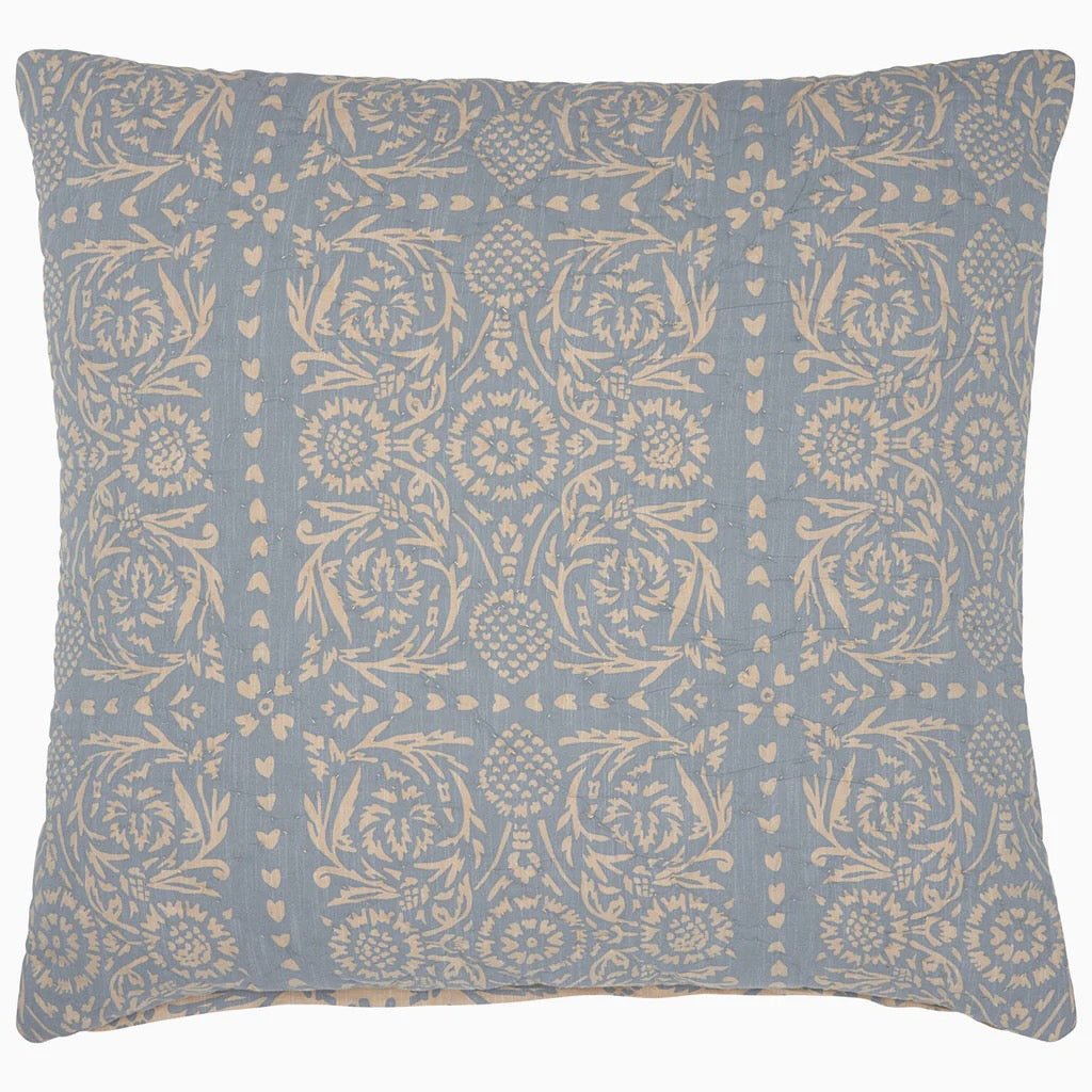 Raisa Slate Cotton Chambray Reversible Quilts by John Robshaw