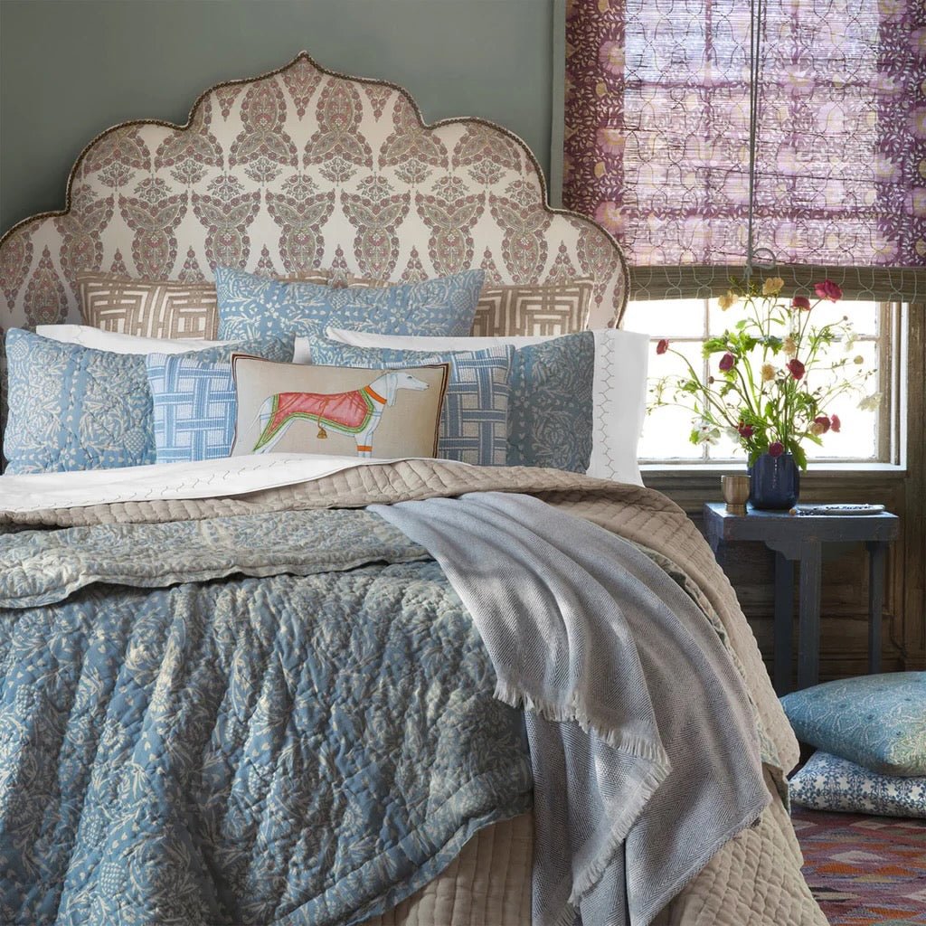 Raisa Slate Cotton Chambray Reversible Quilts by John Robshaw