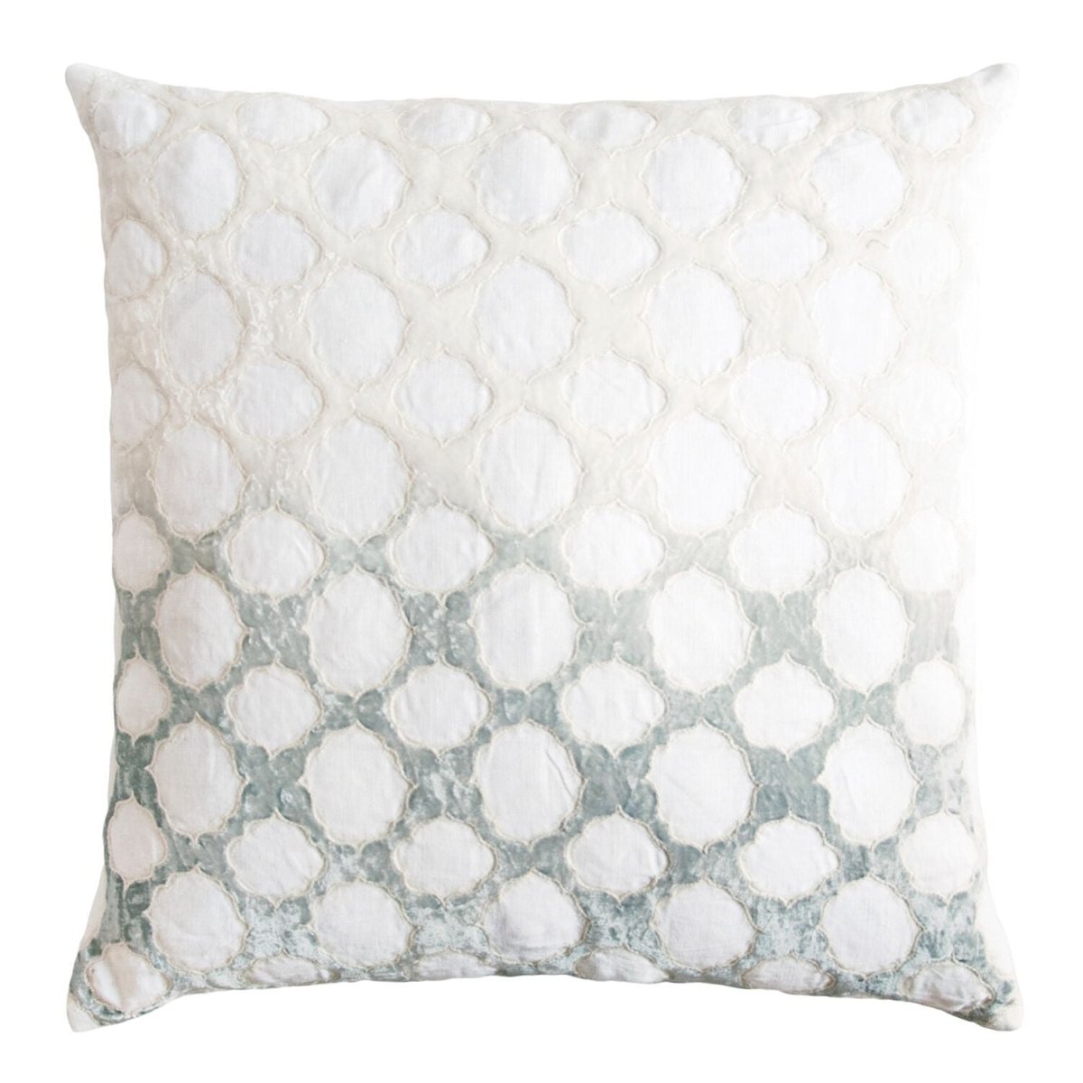 Sage & White Fretwork Velvet Appliqué Pillow by Kevin O'Brien Studio