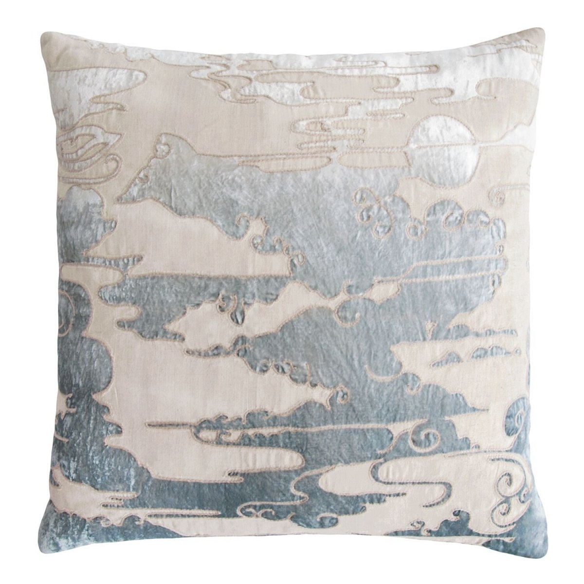 Seaglass Clouds Velvet Appliqué Pillow