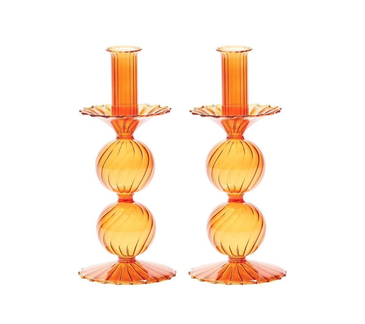 Bella Short Candle Holder in Amber Set of 2 by Kim Seybert