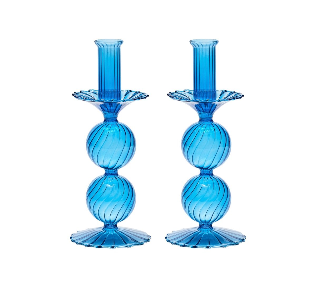 Bella Short Candle Holder in Blue Set of 2 by Kim Seybert