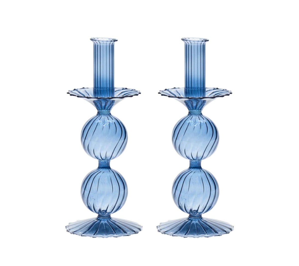 Bella Short Candle Holder in Cadet Set of 2 by Kim Seybert