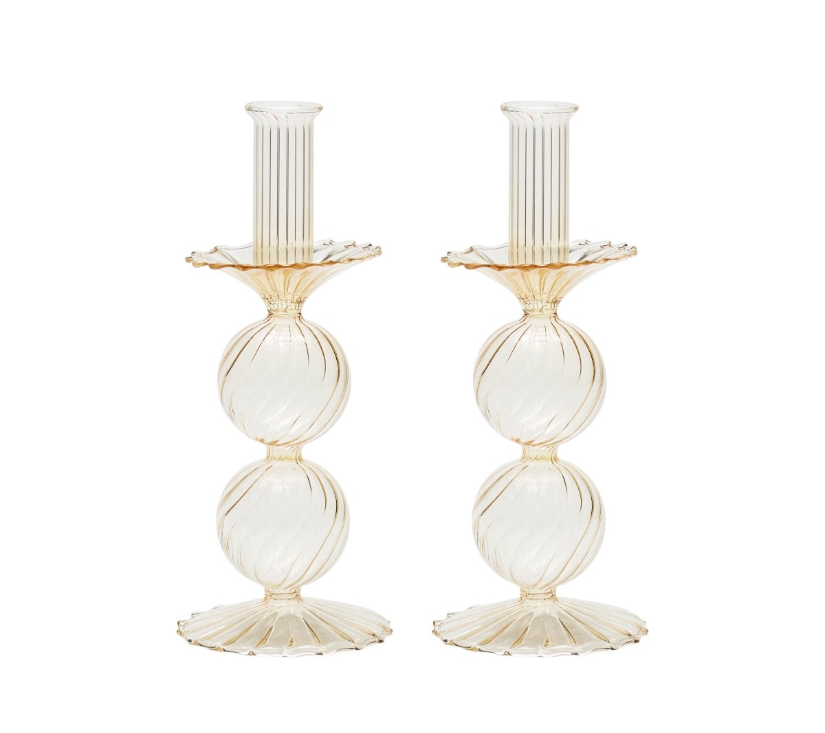 Bella Short Candle Holder in Champagne Set of 2 by Kim Seybert