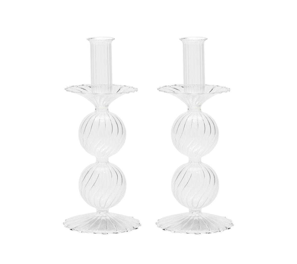 Bella Short Candle Holder in Clear Set of 2 by Kim Seybert