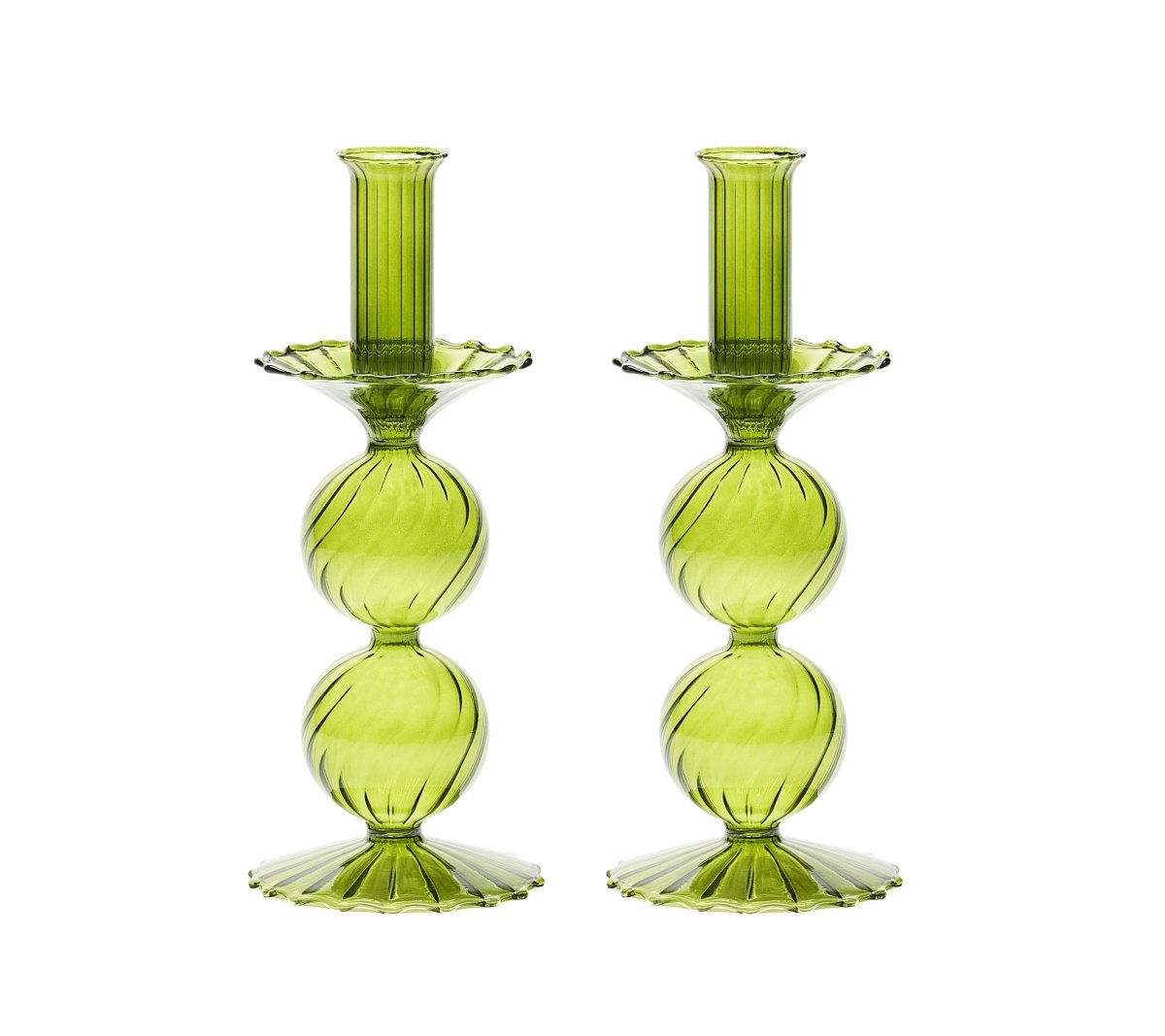 Bella Short Candle Holder in Olive Set of 2 by Kim Seybert