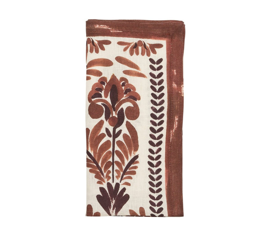 Botanica Napkin in Ivory & Brown Set of 4 by Kim Seybert