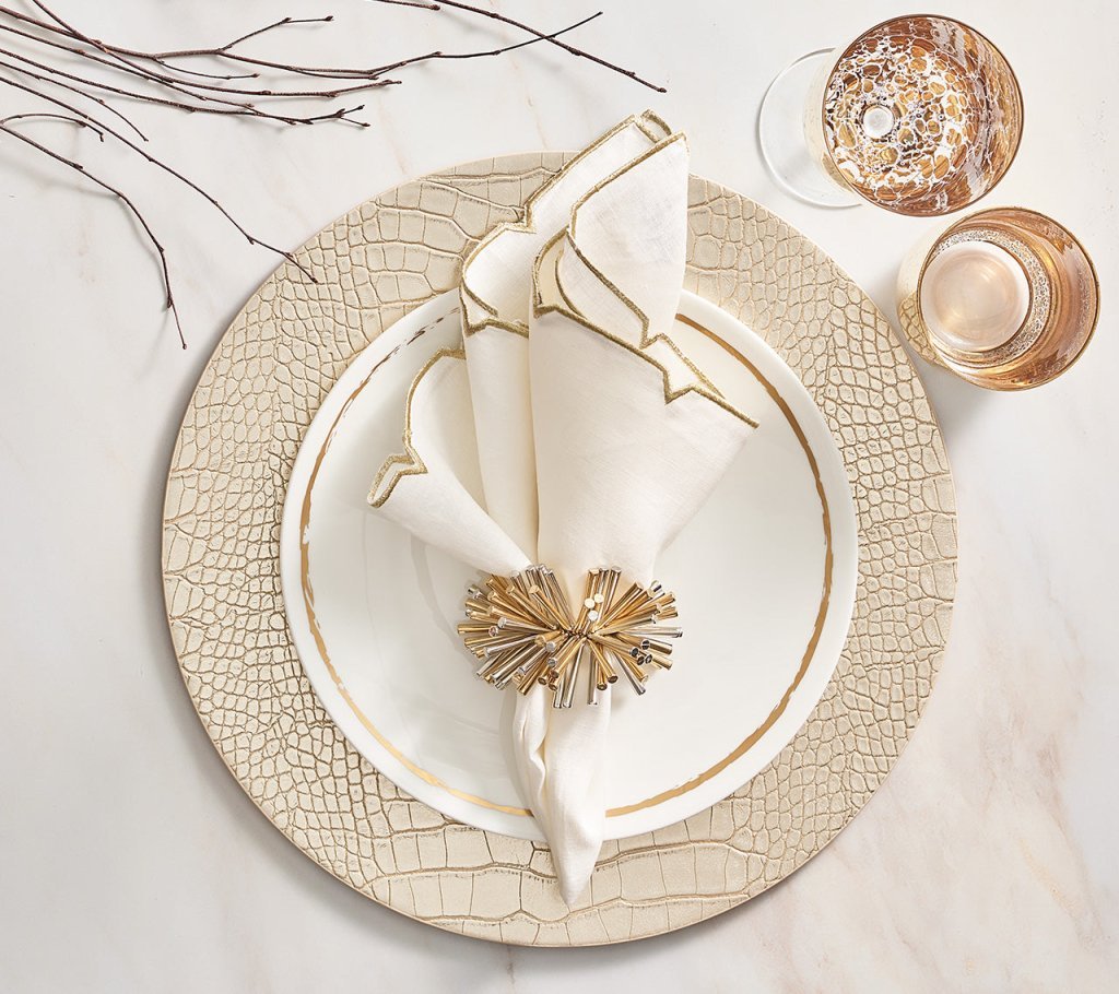 Croco Placemat in Gold Set of 4 by Kim Seybert