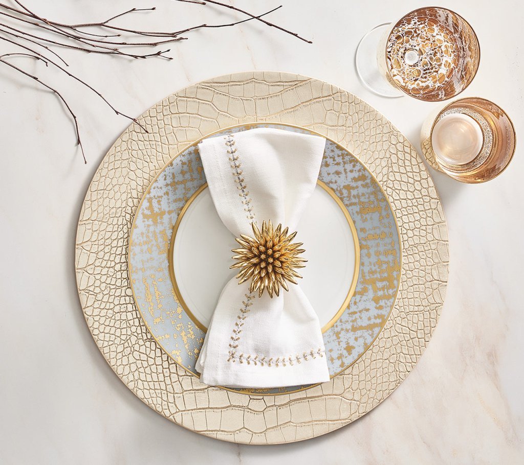 Croco Placemat in Gold Set of 4 by Kim Seybert