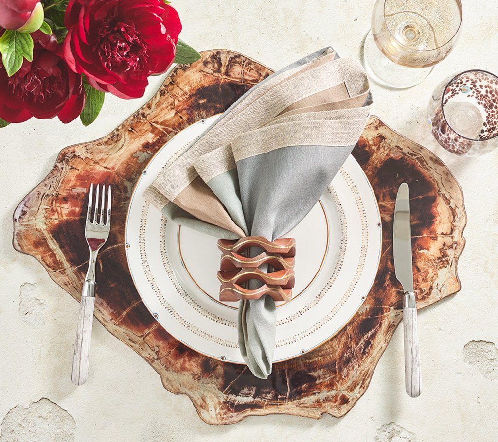 Dip Dye Napkin in Beige Taupe & Gray Set of 4 by Kim Seybert