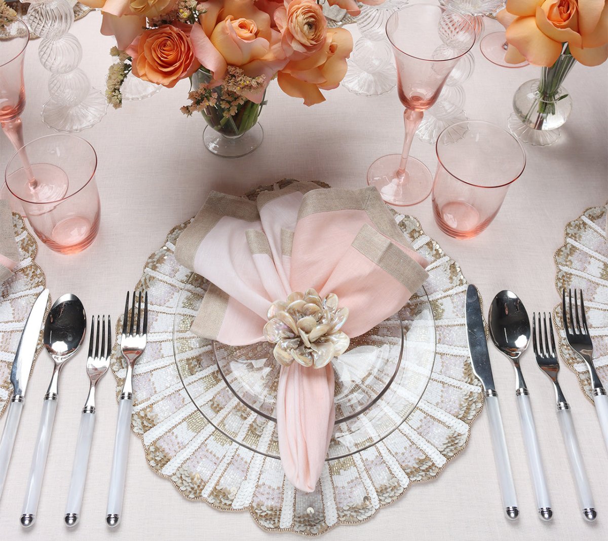 Dip Dye Napkin in Blush & Gold Set of 4 by Kim Seybert