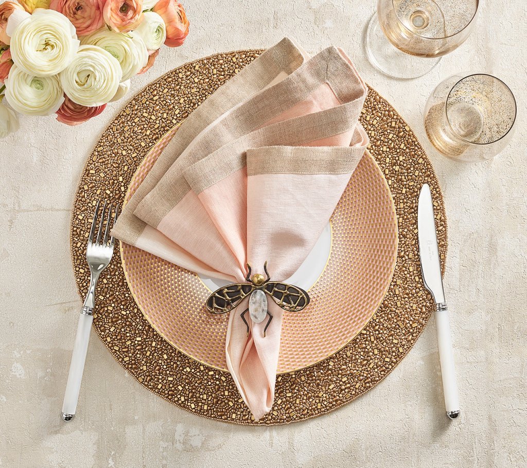 Dip Dye Napkin in Blush & Gold Set of 4 by Kim Seybert