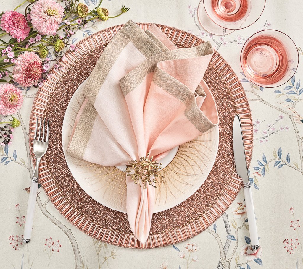 Dip Dye Napkin in Blush & Gold Set of 4 by Kim Seybert