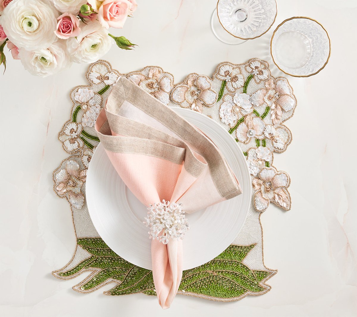 Dip Dye Napkin in Blush & Gold Set of 4 by Kim Seybert