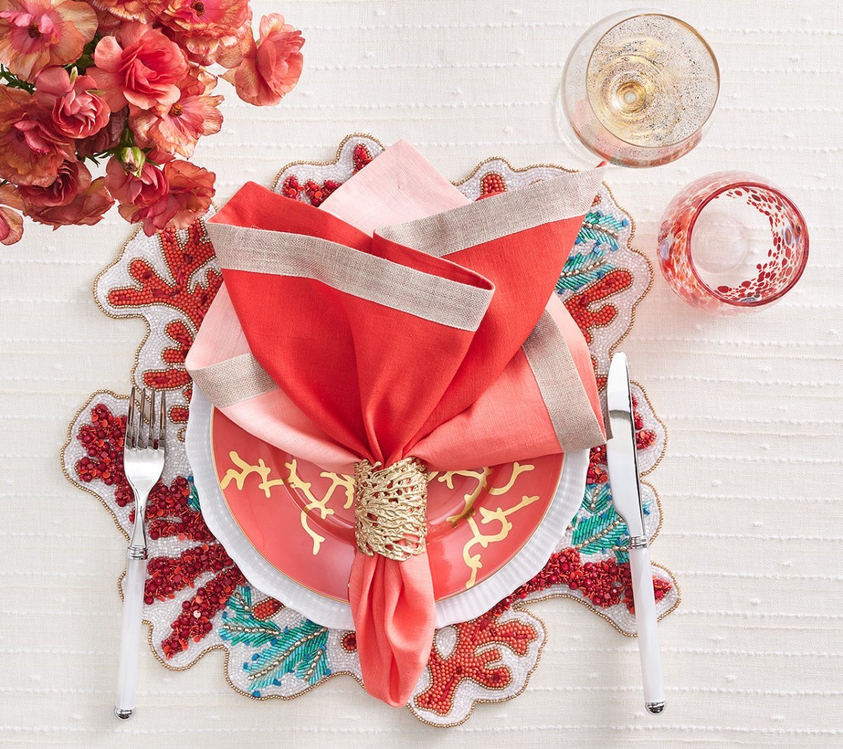 Dip Dye Napkin in Coral & Salmon Set of 4 by Kim Seybert