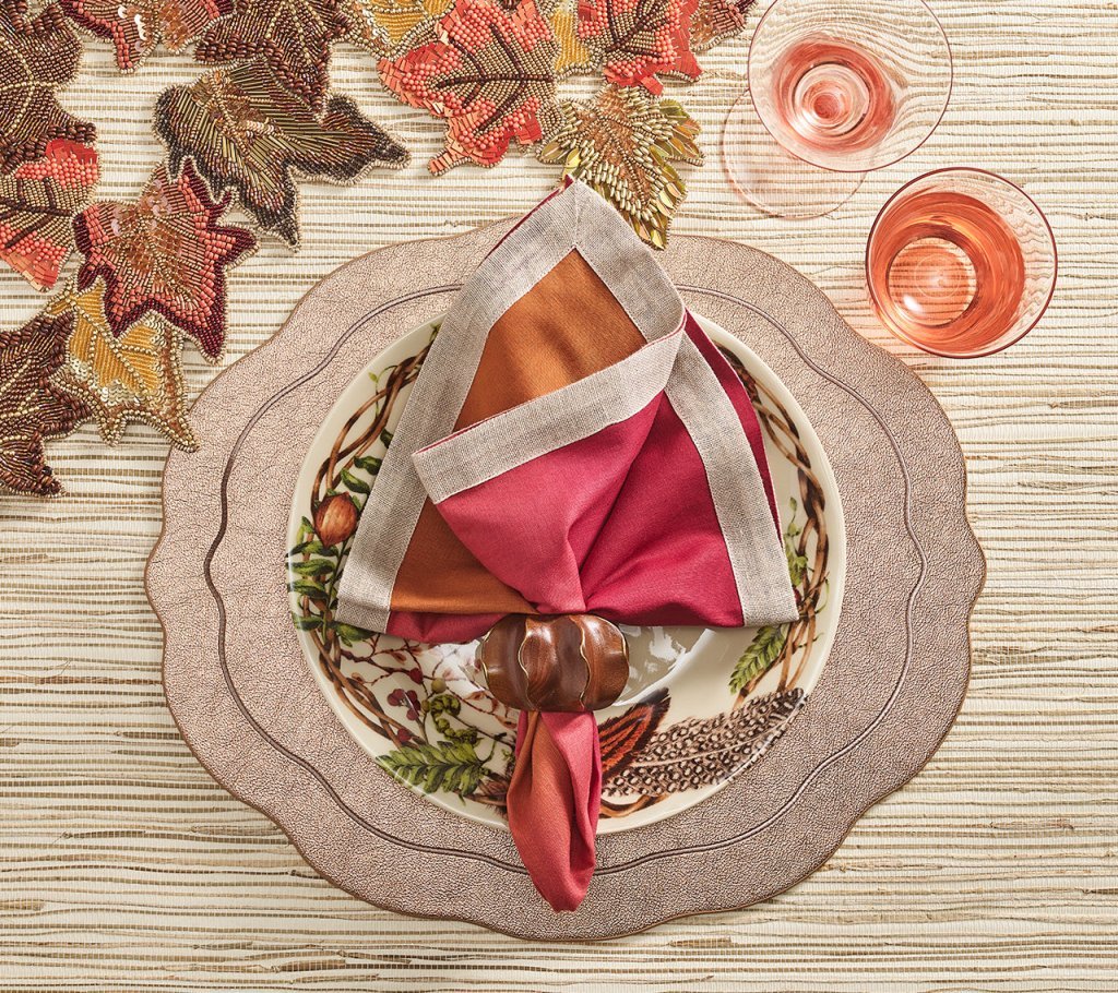 Dip Dye Napkin in Cranberry & Orange Set of 4 by Kim Seybert