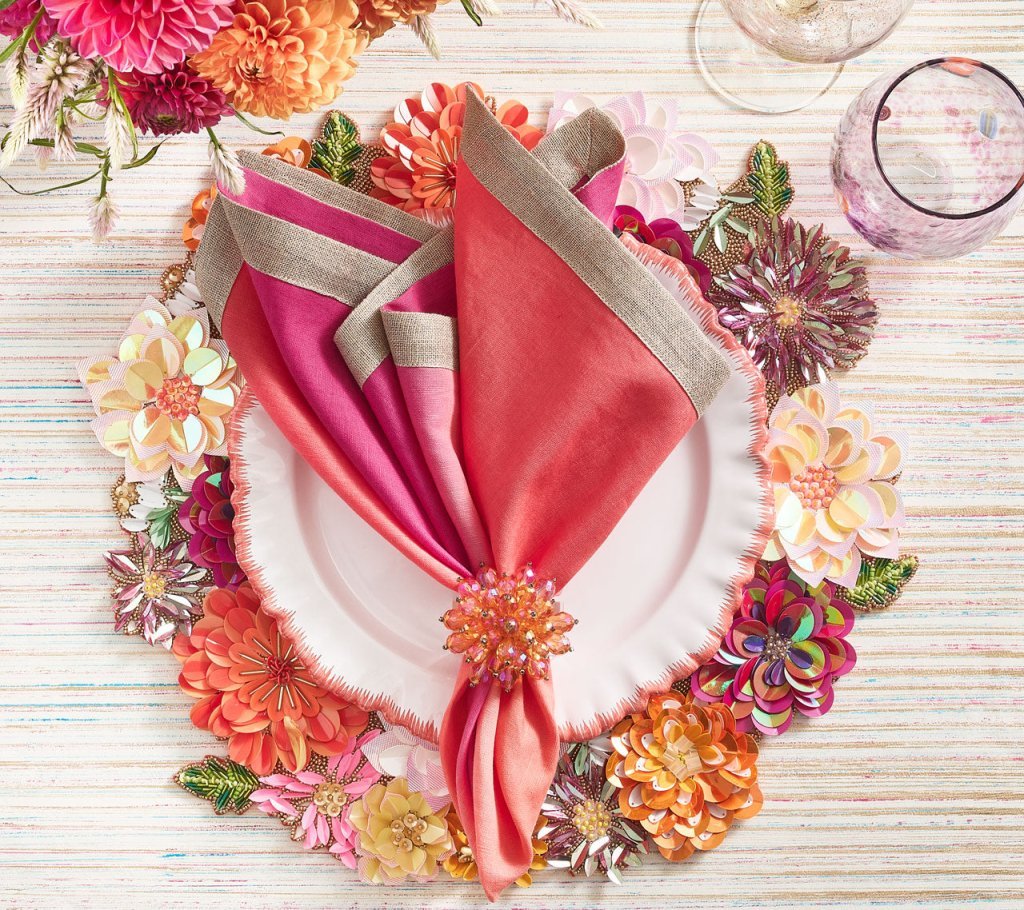 Dip Dye Napkin in Fuchsia & Orange Set of 4 by Kim Seybert