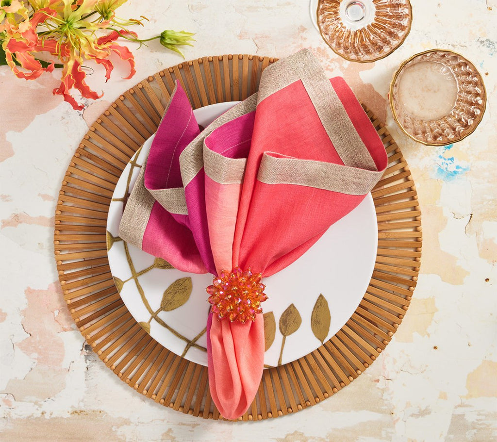 Dip Dye Napkin in Fuchsia & Orange Set of 4 by Kim Seybert