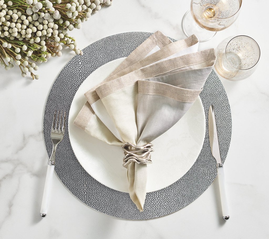 Dip Dye Napkin in Gray & Silver Set of 4 by Kim Seybert