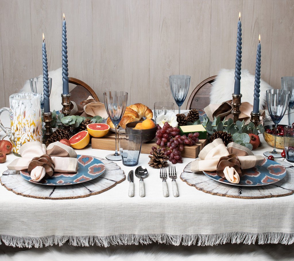 Dip Dye Napkin in Natural Brown & Gold Set of 4 by Kim Seybert