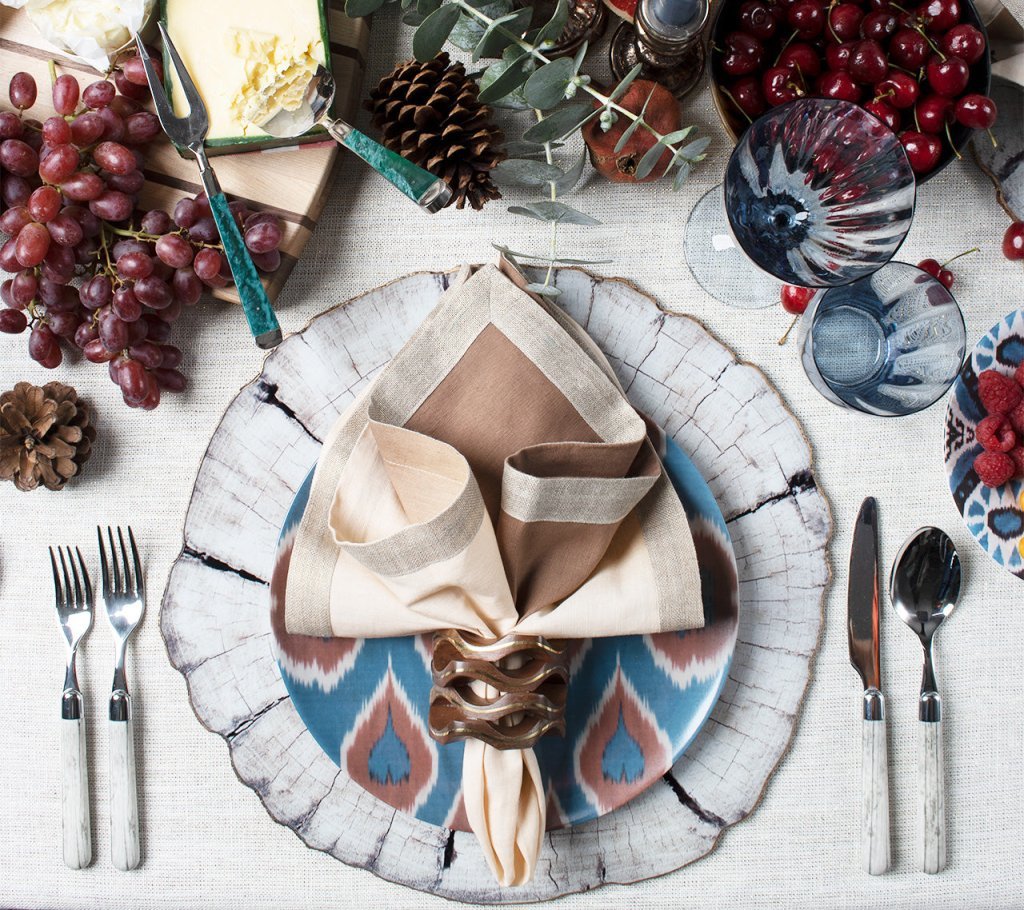 Dip Dye Napkin in Natural Brown & Gold Set of 4 by Kim Seybert