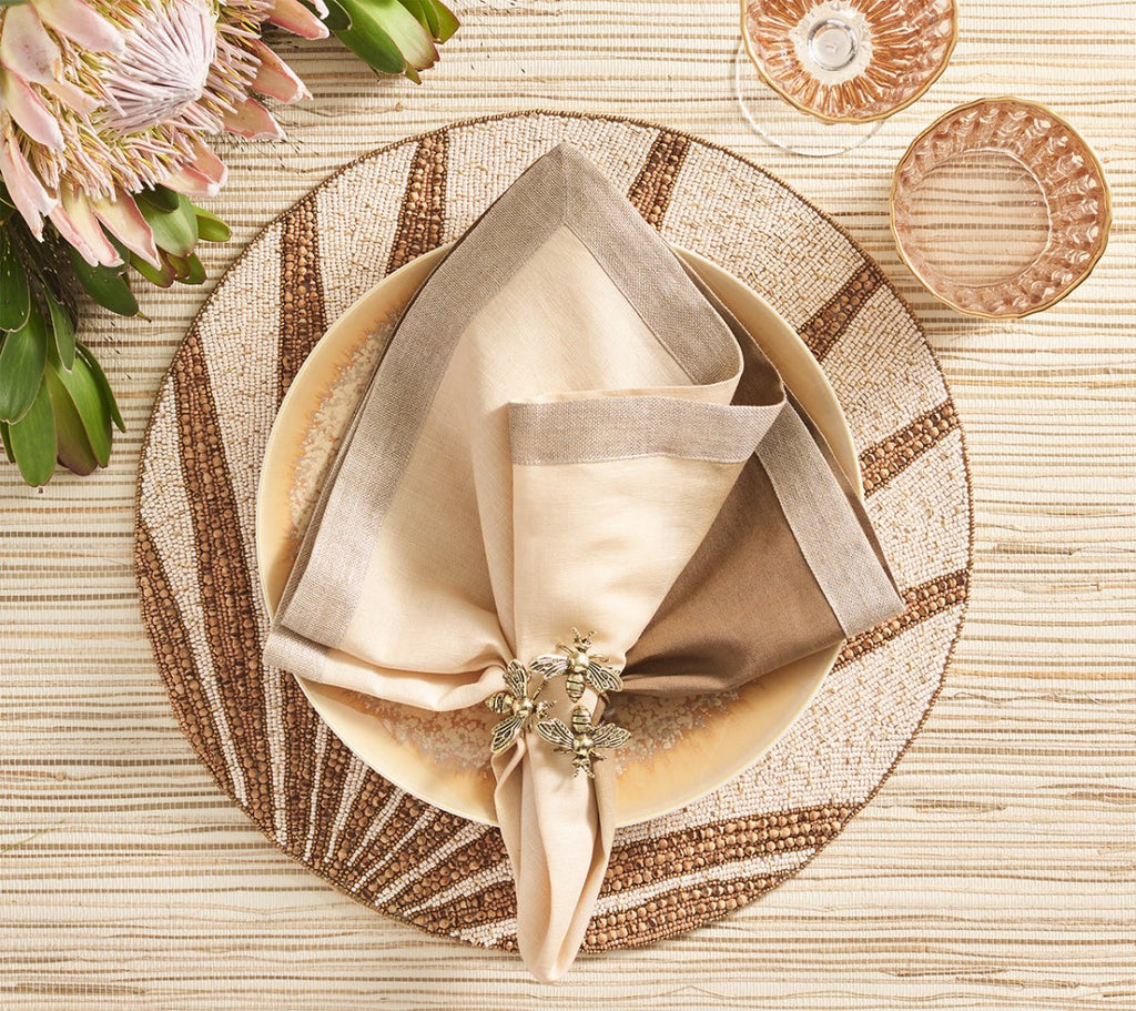 Dip Dye Napkin in Natural Brown & Gold Set of 4 by Kim Seybert