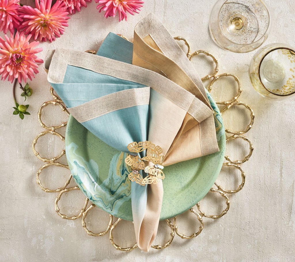 Dip Dye Napkin in Natural & Seafoam Set of 4 by Kim Seybert