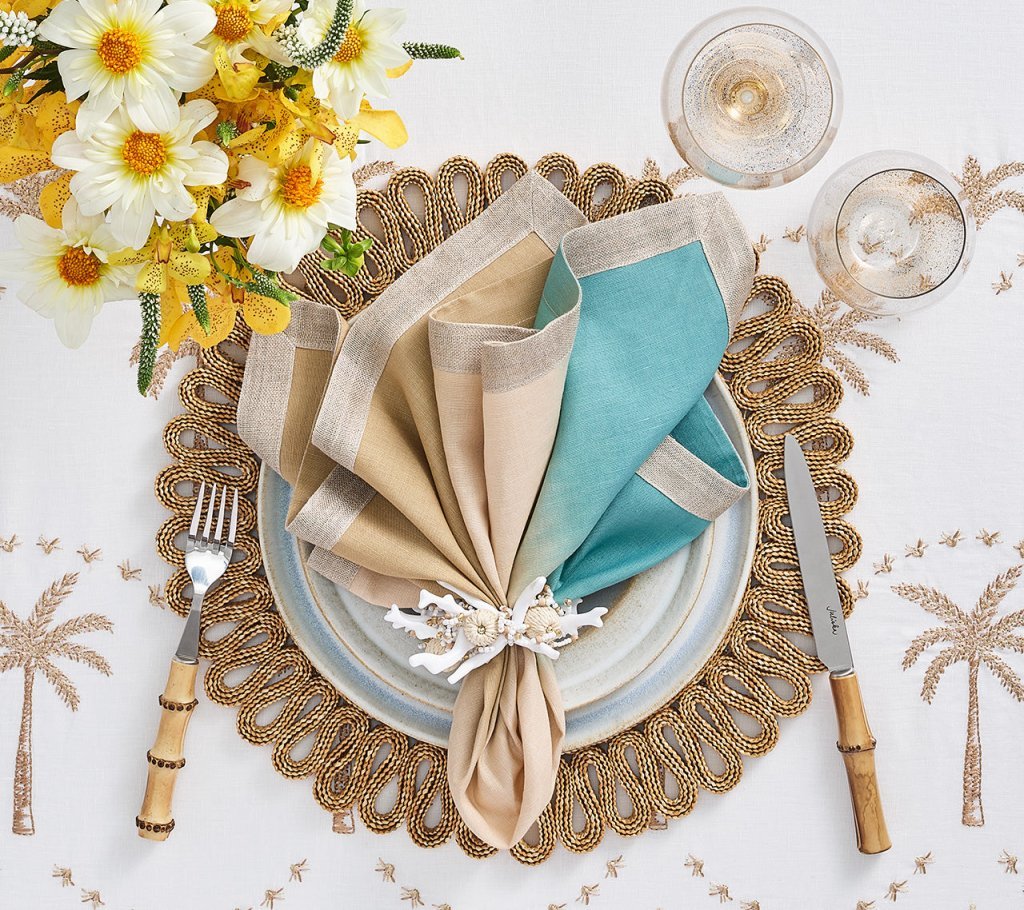 Dip Dye Napkin in Natural & Seafoam Set of 4 by Kim Seybert