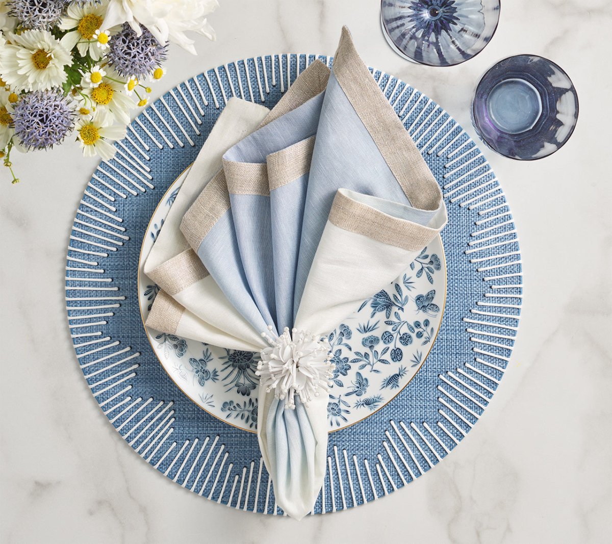 Dip Dye Napkin in White & Periwinkle Set of 4 by Kim Seybert