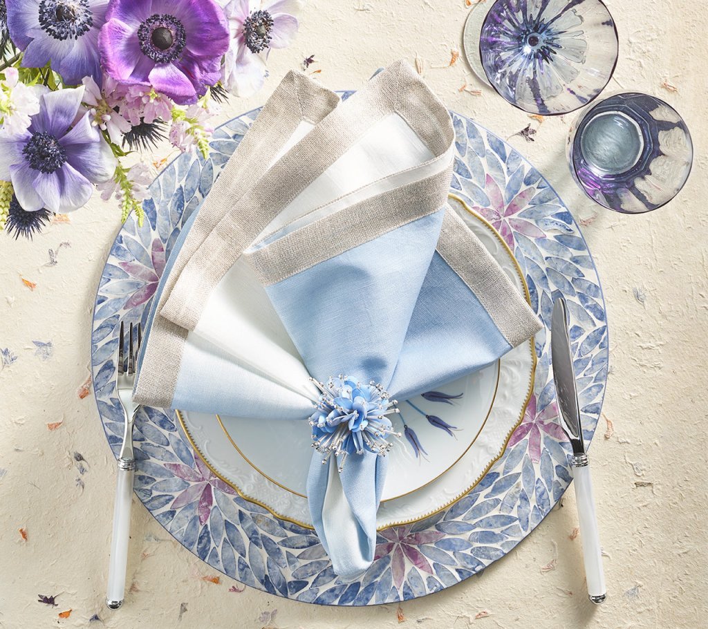 Dip Dye Napkin in White & Periwinkle Set of 4 by Kim Seybert
