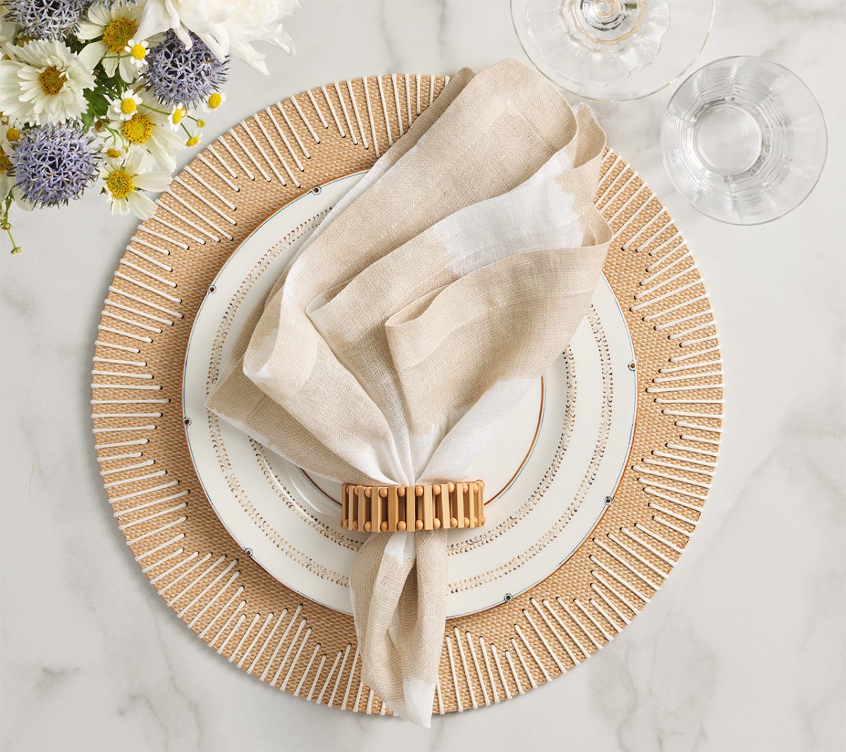 Dream Weaver Placemat in Natural & White Set of 4 by Kim Seybert