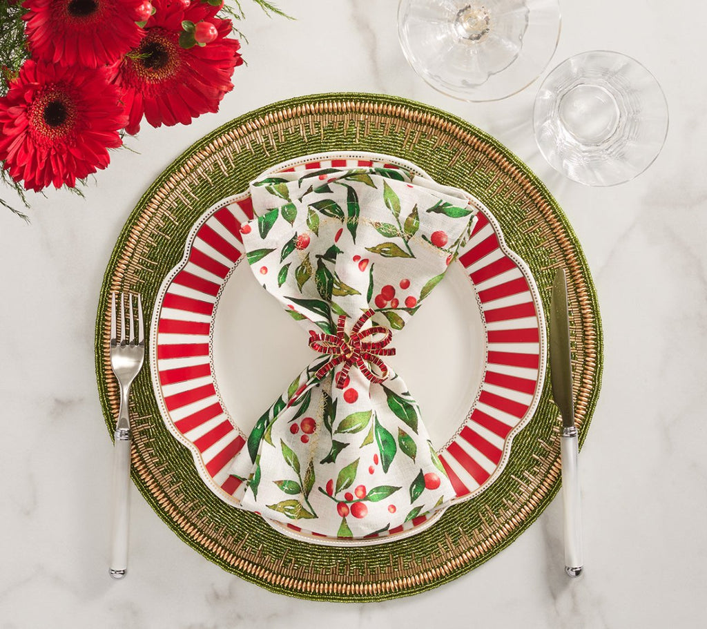 Enamor Placemat in Green & Gold Set of 4 by Kim Seybert
