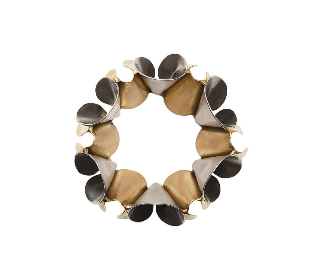 Enigma Napkin Ring in Gold & Silver Set of 4 by Kim Seybert