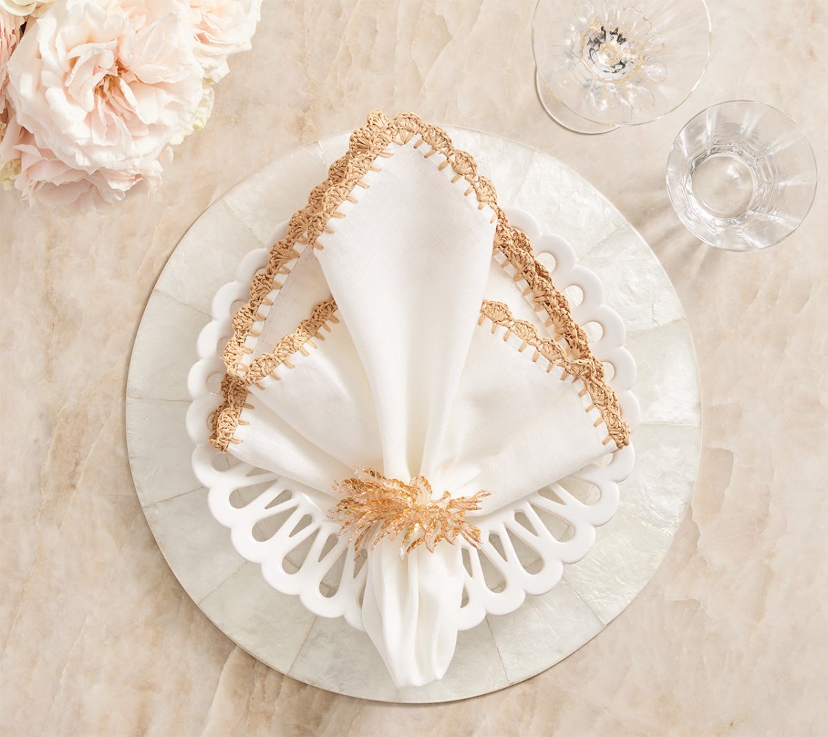 Gilded Leaves Napkin Ring in Gold Set of 4 by Kim Seybert