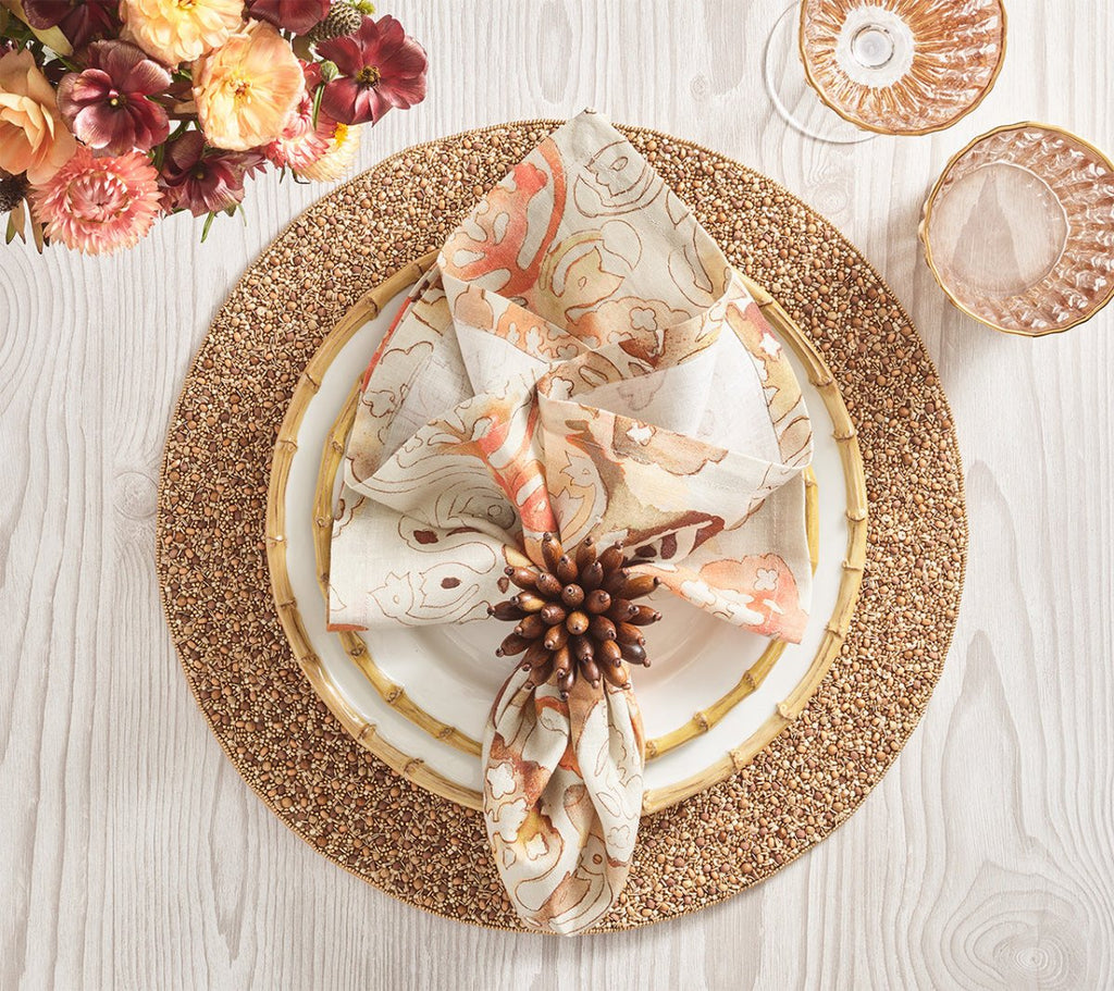 Giverny Napkin in Natural & Brown, Set of 4 Kim Seybert